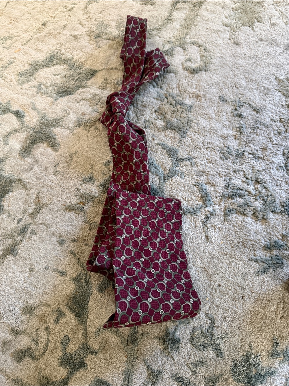 Geoffrey Beene Burgundy Geometric  Tie